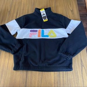 FILA fleece black 1/4 zip pullover sweater